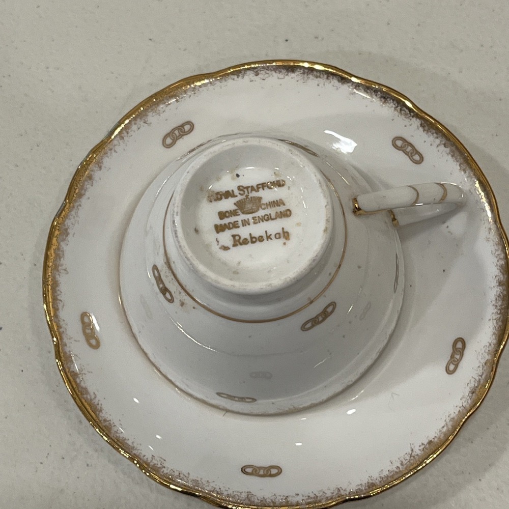 Royal Stafford Bone China England Tea Cup & Saucer Rebekah Lodge Antique Rare - Picture 7 of 9